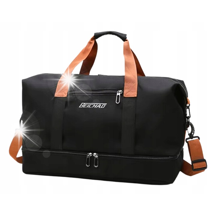 Geanta sportiva calatorie, fara marca, 46x25x28cm, material impermeabil, compartiment pentru incaltaminte