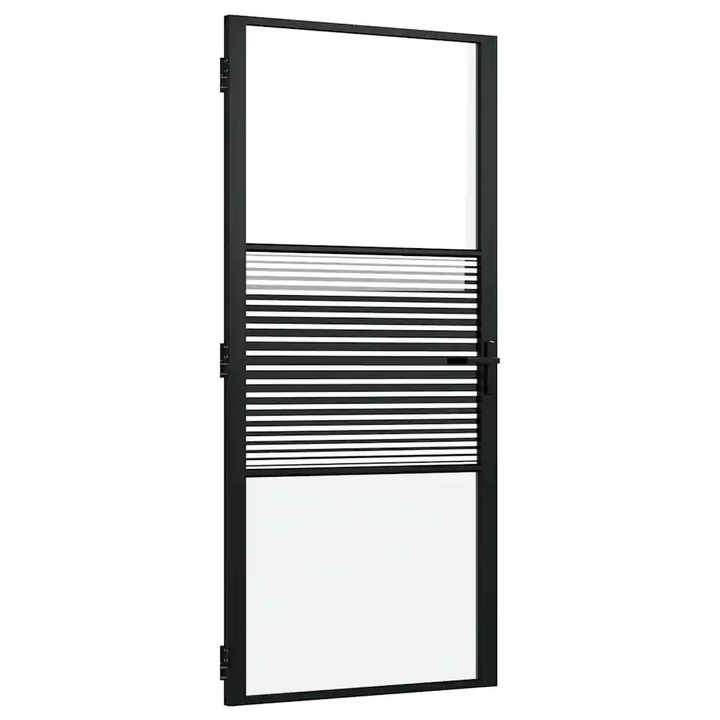 vidaXL Üvegajtó Csíkos Fekete 76 x 3.5 x 201.5 cm Alumínium 42012455