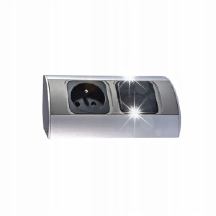 Мебелен контакт Orno с прекъсвач, 1x230V, монтаж под седалка, сребрист, 150x64x64мм