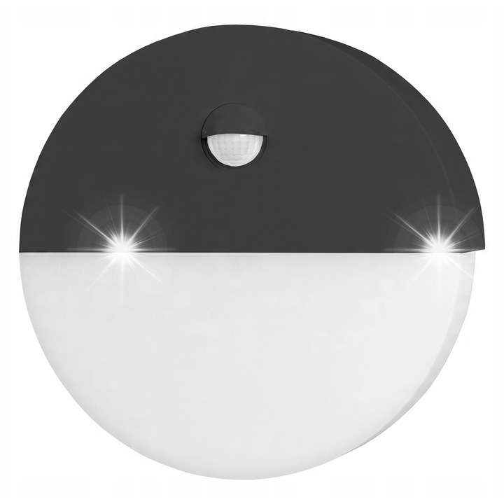 Aplica exterioara LED Orno AD-OP-6116BLPMR4, 10W, 4000K, neagra, cu senzor de miscare si senzor de intuneric, set 1 buc.