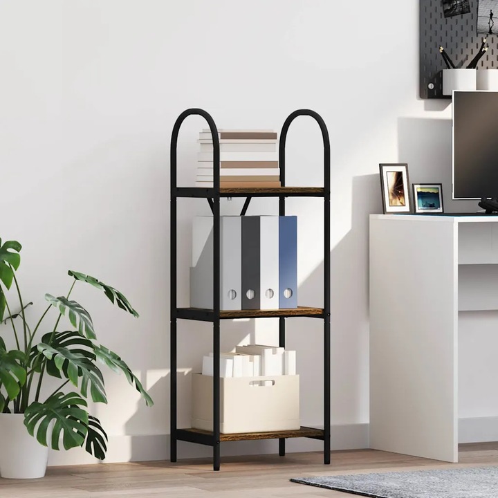 Raft pentru carti, VidaXL, dreptunghiular, 40x30x109cm, culoare stejar afumat