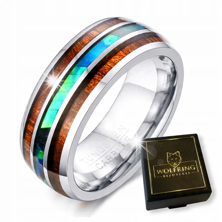 Inel din tungsten WOLFRING, 8mm, rezistent la apa, cu cutie eleganta