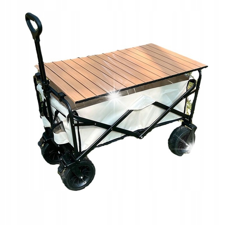 Carucior pliabil de transport ITIMPORT cu masa, 70x46x48cm, bej, capacitate 120kg