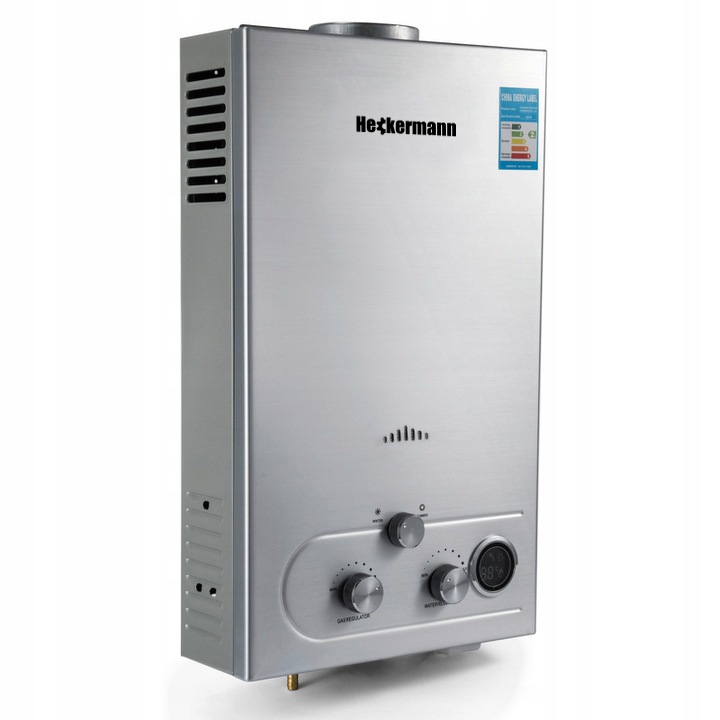 Încălzitor instant apă pe gaz Heckermann 18L, 36kW, inox, montare pe perete