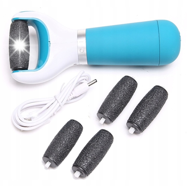 Pilnik electric pentru picioare, 10 in 1, 3 capete, LED, 16x7x4cm