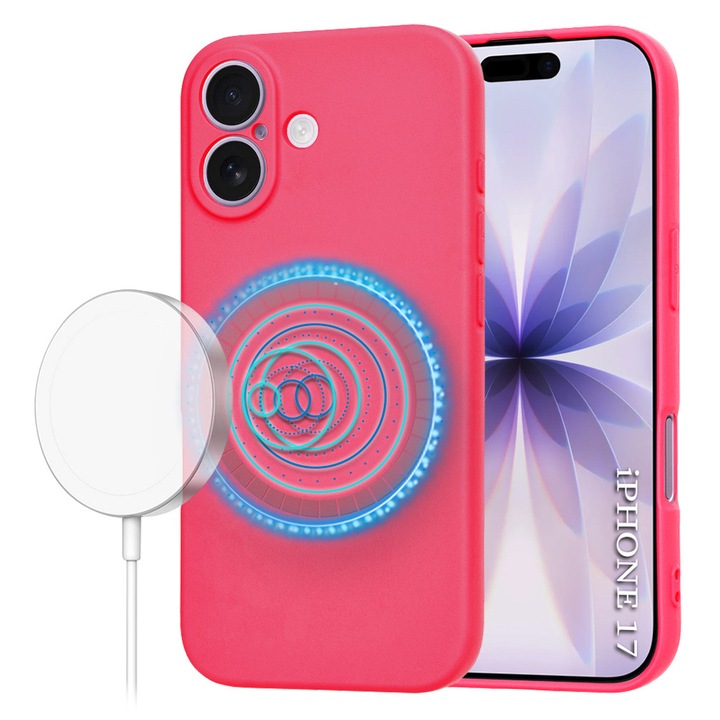 Калъф MagSafe за Apple iPhone 17, Techsuit, SoftFlex, Тъмно розов