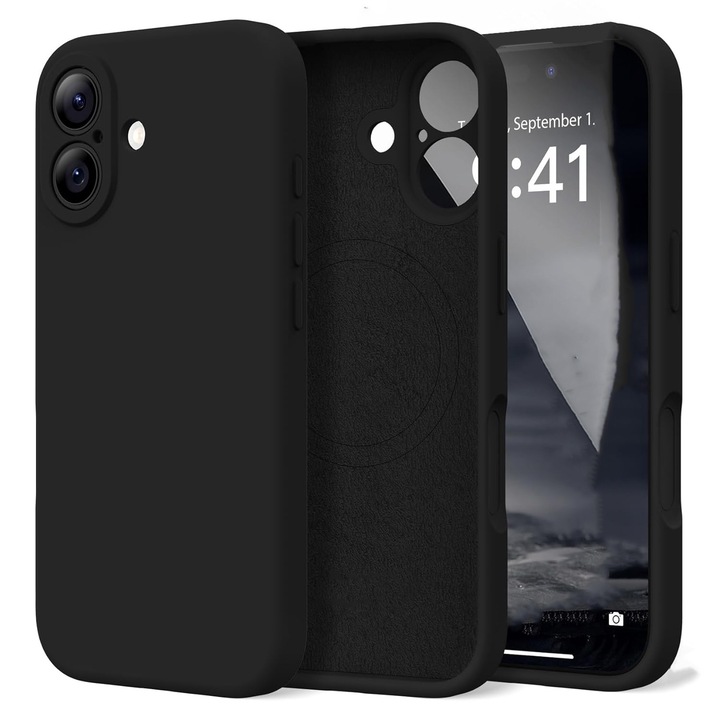 Husa pentru Apple iPhone 17 Daden® Silicon SoftFlex, MagSafe, Ultra Slim, Protectie sporita, Interior de microfibra, Negru