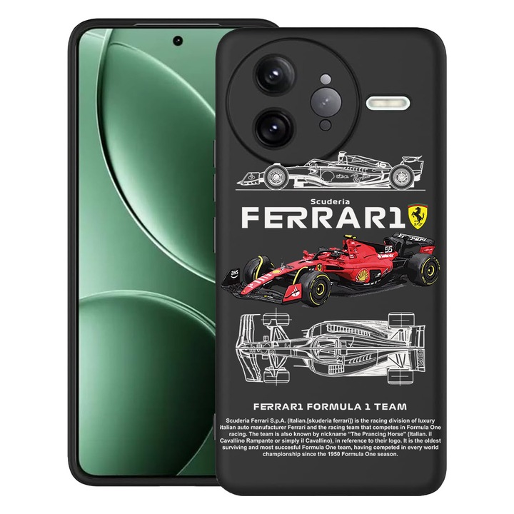 Husă pentru telefon, BestCase, design Ferrari Scuderia, TPU, ultra slim, negru, pentru Poco F7 Ultra