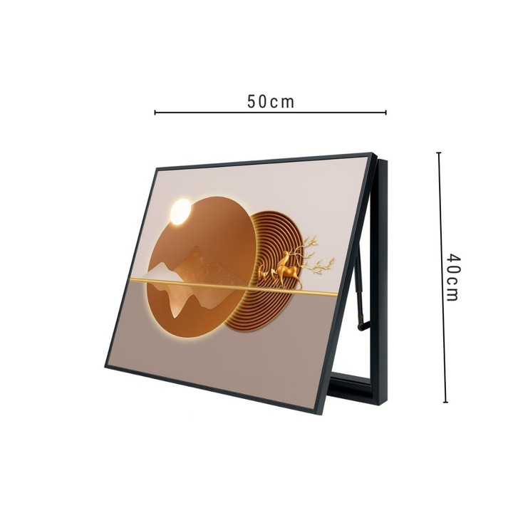 Capac tablou pentru contor electric, Naimeed D7269, mascare tablou electric, design modern si elegant, 40x50x4 cm, rama neagra