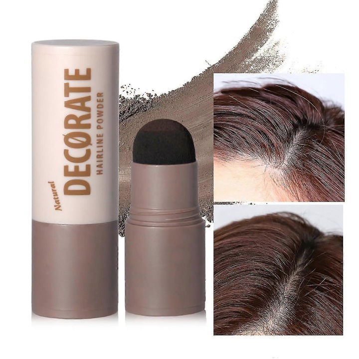 Stick vopsea pudra, acoperire radacina, pentru par subtire, culoare saten inchis