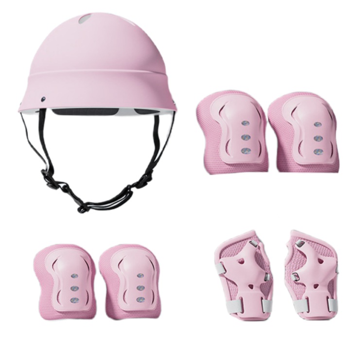 Комплект детски протектори, Fantasy, 7 части, Каска/Наколенки/Налакътници/Предпазители за китки, Регулируем, 48-56 обиколка на глава, 3-12 години, Устойчиво на удар PP покритие/удебелена EVA амортизация