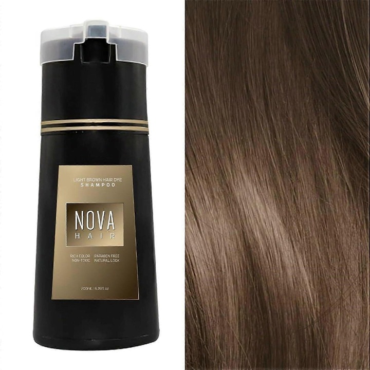 Sampon colorant de par Nova, nuanta inchisa, 250ml, set pentru barbati si femei