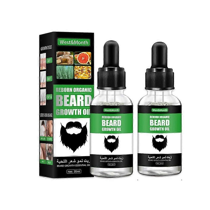 Szakállolajok, biotin szérum, 2 darabos szett, mélyhidratálás, természetes összetevők West&month