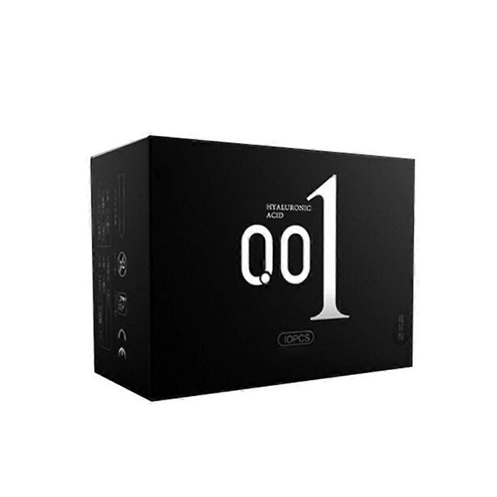 Set 10 prezervative ultra-subtiri 0.01mm, latex natural, dimensiuni 52x160-200mm