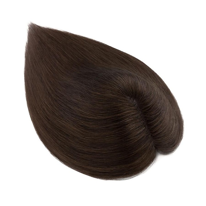 Topper din par uman pentru femei, 6inch, culoare maron mediu