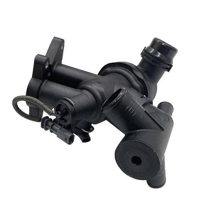 Termosztát ház motor hűtőrendszerhez, Land New 2.0, F-PACE X761, műanyag, fekete