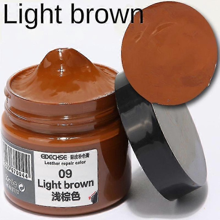 Crema de reparare anionica din piele, 50ml, culoare maro deschis, pentru umplerea crapaturilor si zgarieturilor