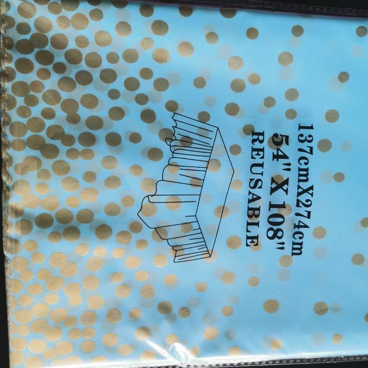 Fata de masa dreptunghiulara, toolsy, Impermeabila, Anti-pete, Pentru petreceri, nunti, botezuri, decoratiuni, 274x137cm, Auriu/Albastru