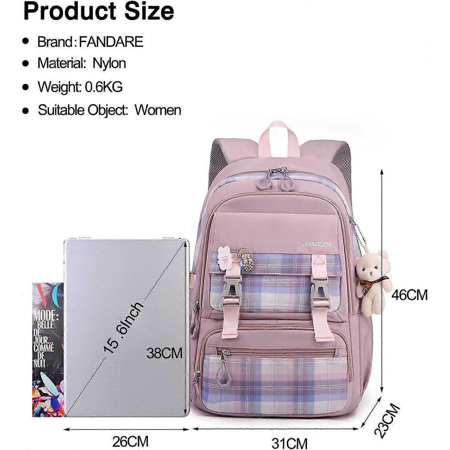 Rucsac laptop, 31x23x46 cm, design multi-poche, impermeabil, pentru scoala si calatorii, unisex