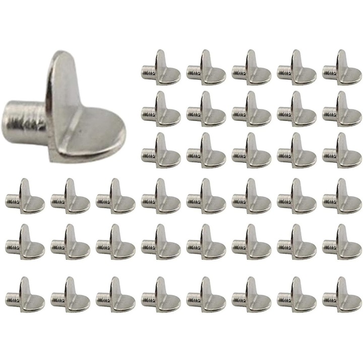 Set 40 bucati suporturi raft 5mm, metal, pentru dulapuri de bucatarie