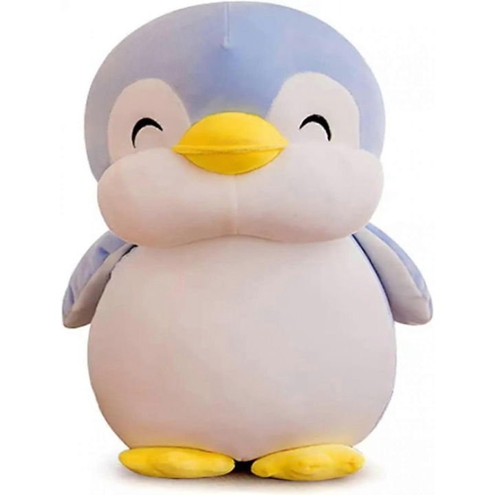 Perna de plus in forma de pinguin, 12 inch, alb/albastru, set jucarii de plus