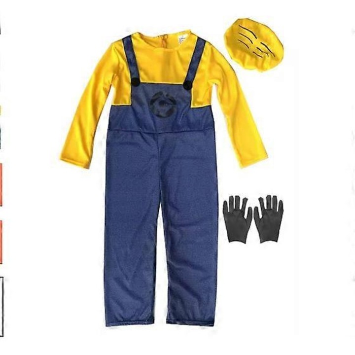 Masca si costum copii Minions, 110 cm, galben/albastru