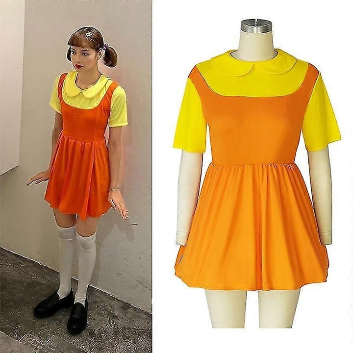 Костюм за момиче робот от Squid Game за деца, жълт/оранжев