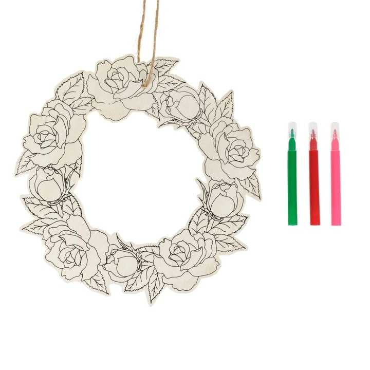 Coronita Decorativa din Lemn pentru Creatii & 3 Carioci