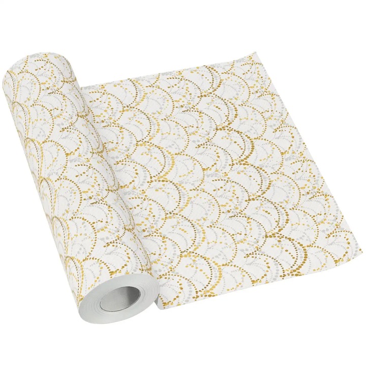 Хартиена покривка, Паун, премиум, 40 см, 24 м, биоразградима, за декорация на маса, бял цвят, комплект от 1 брой, материал: хартия airlaid, еластичност, мекота, висока абсорбция