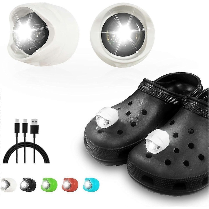 Set 2 lanterne reincarcabile Croc, Negru/Alb