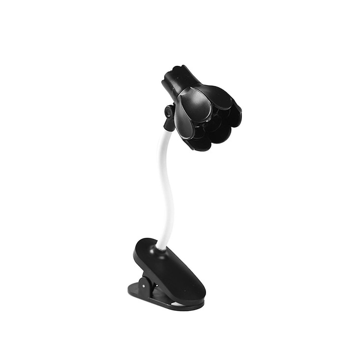 Lámpa csipesszel, hordozható olvasó, flexibilis, fekete, 15x3cm