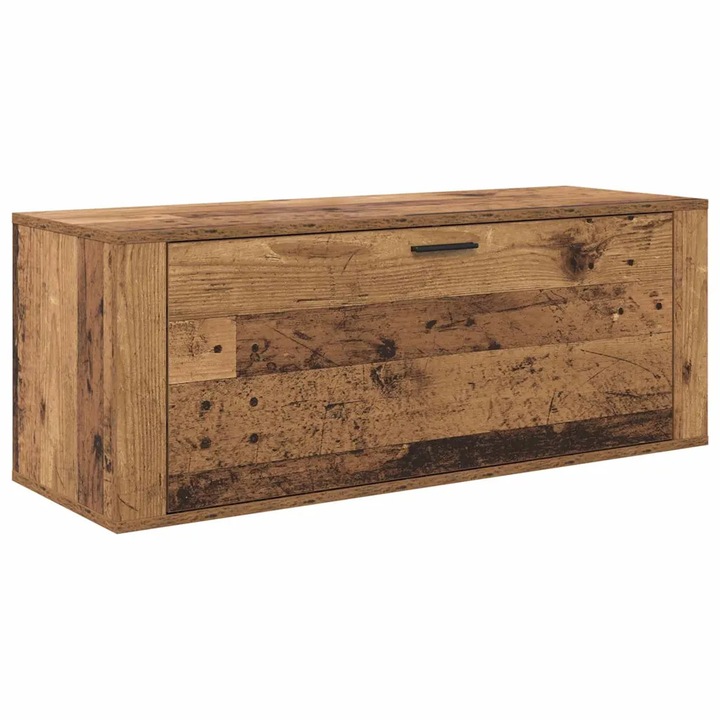 vidaXL Cipőszekrény polcokkal ajtóval Régi fa 100 x 35 x 38 cm Faanyag 881018