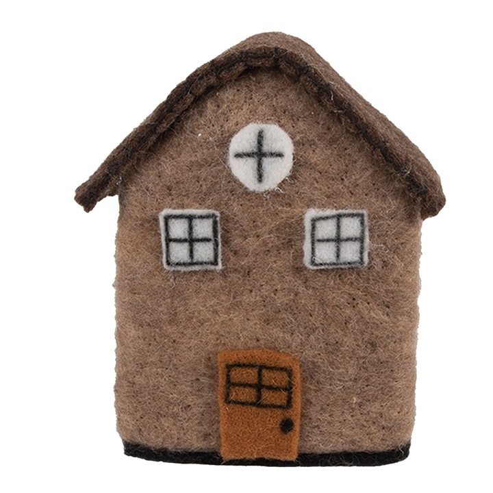 Karácsonyi mézeskalács házikó, textil, többszínű, 12x7x14 cm