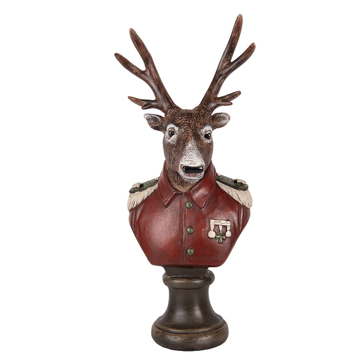 Figurina Ren Craciun polirasina multicolora 12x10x27 cm