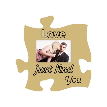 Rama foto tip puzzle, 10x15, ocru, personalizata, Love just find You Rama foto tip puzzle, 10x15, ocru, personalizata, Love just find You