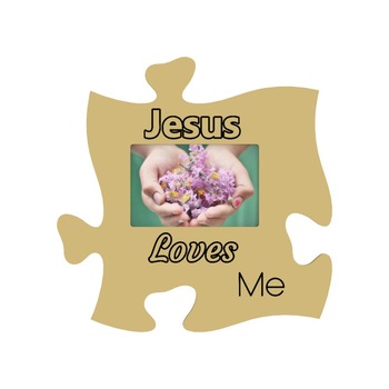Rama foto tip puzzle, 10x15, ocru, personalizata, Jesus Loves Me Rama foto tip puzzle, 10x15, ocru, personalizata, Jesus Loves Me