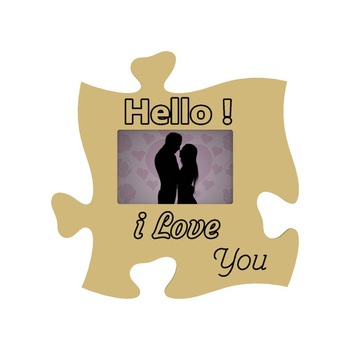 Rama foto tip puzzle, 10x15, ocru, personalizata, Hello, I Love You Rama foto tip puzzle, 10x15, ocru, personalizata, Hello, I Love You