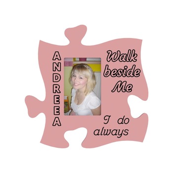 Rama foto tip puzzle, 10x15, ocru, personalizata, Andreea walk beside me Rama foto tip puzzle, 10x15, ocru, personalizata, Andreea walk beside me