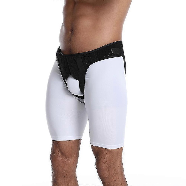 Centura herniara ajustabila pentru adulti, suport pentru inghinal, negru, 91x105cm