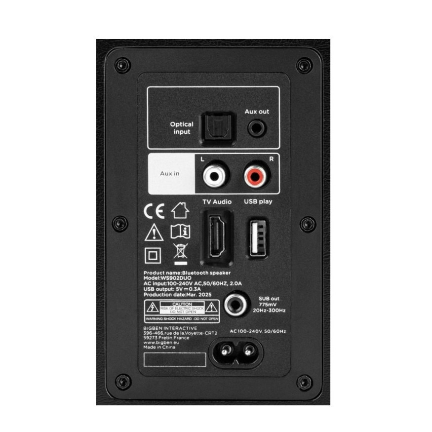 Boxe active Thomson WS902DUO, 150W, Bluetooth, USB, set 2 bucati, 430x150x170mm, multicolor