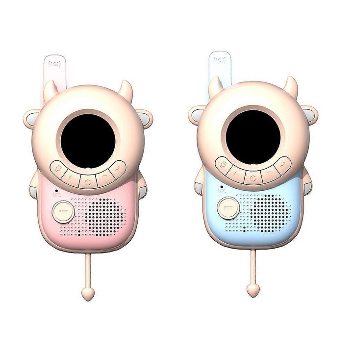 2 db gyerek walkie-talkie szett, 3 km hatótávolságú intercom, Méh/Tehén design, 5.75x13.15x3.75cm