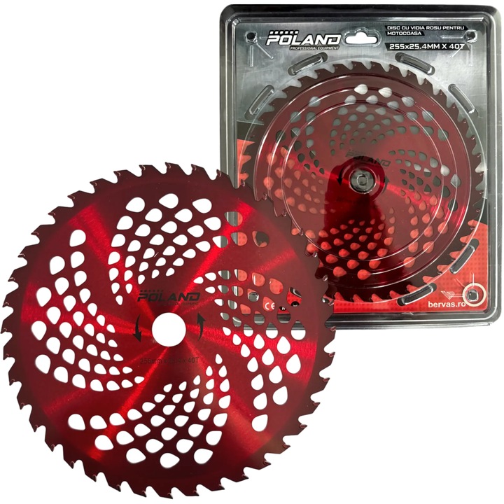 Disc motocoasa MDY, cu videa, rosu 255 x 25.4 x 40T