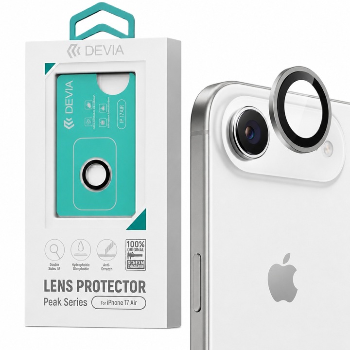 Folie Sticla Devia Camera Peak Series compatibila cu iPhone Air Argintiu