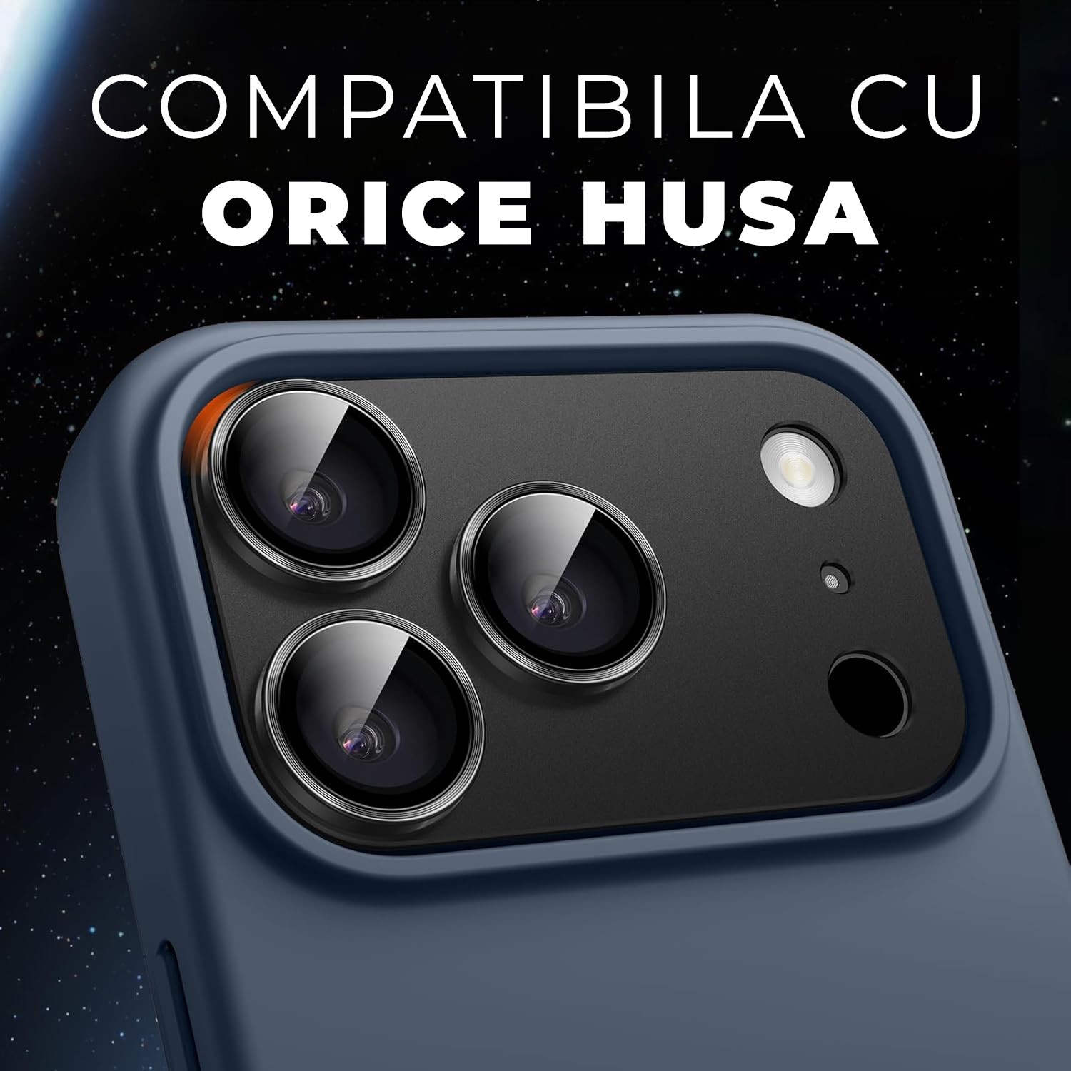 Folie Camera din sticla pentru iPhone 17 Pro Max, Full Cover, Protectie Completa, Daden, Ultra Rezistenta, Calitate Premium, Negru