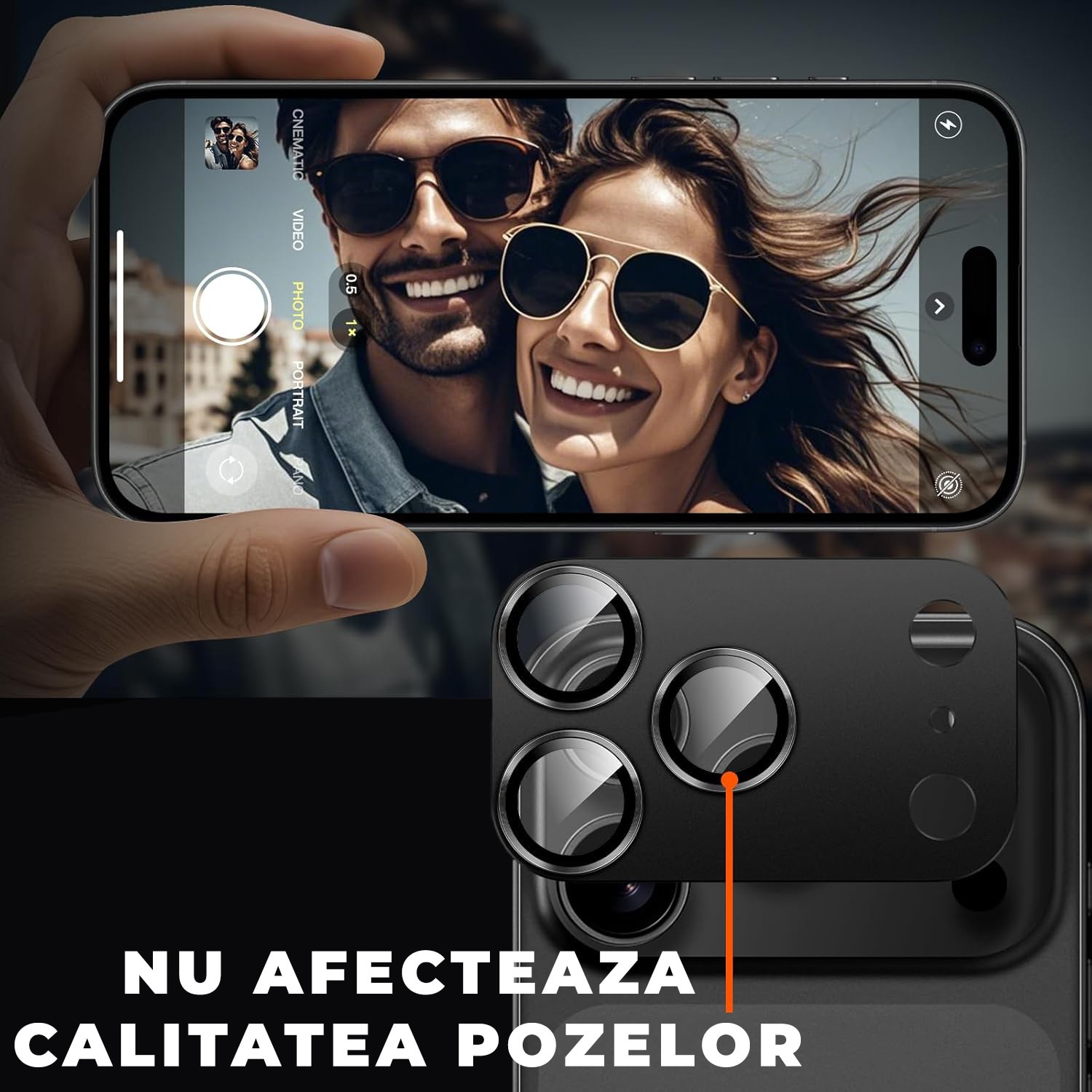 Folie Camera din sticla pentru iPhone 17 Pro Max, Full Cover, Protectie Completa, Daden, Ultra Rezistenta, Calitate Premium, Negru