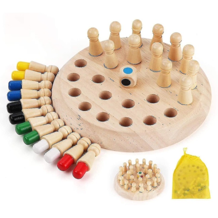 Anstore fa memória játék, rendszerező táskával, gyerekeknek, többszínű