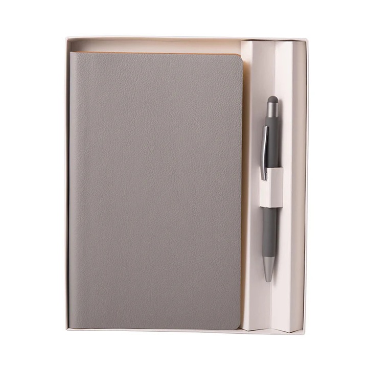Agenda Unika Set, Flexi, liniat, gri, 12.5x20.5cm, 86 pagini