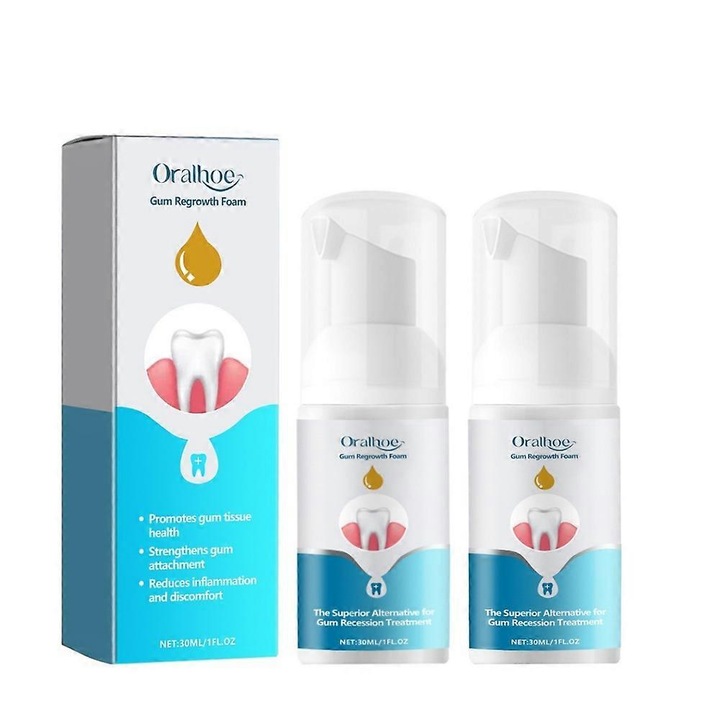 Új hab az íny regenerálására, Oralhoe, gyulladáscsökkentő, mentával, 2 darabos készlet