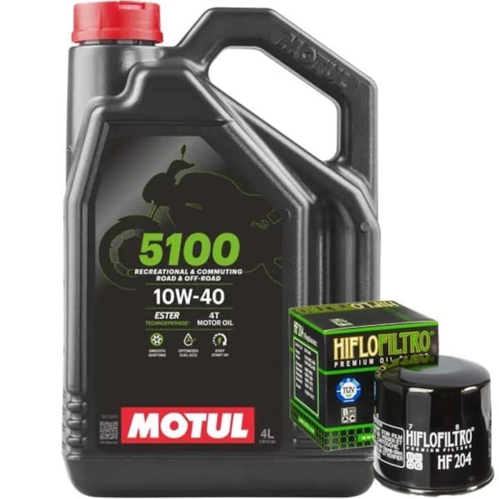 Pachet schimb ulei Motul 5100 10W40 4L + filtru ulei HF204