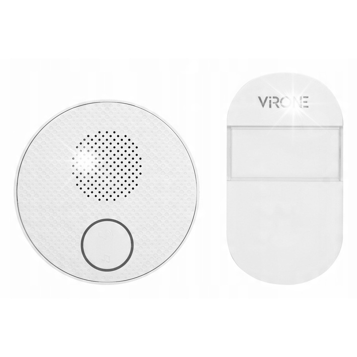 Sonerie electrica fara fir, Virone, fara baterii, 100m, 38 sunete, alb